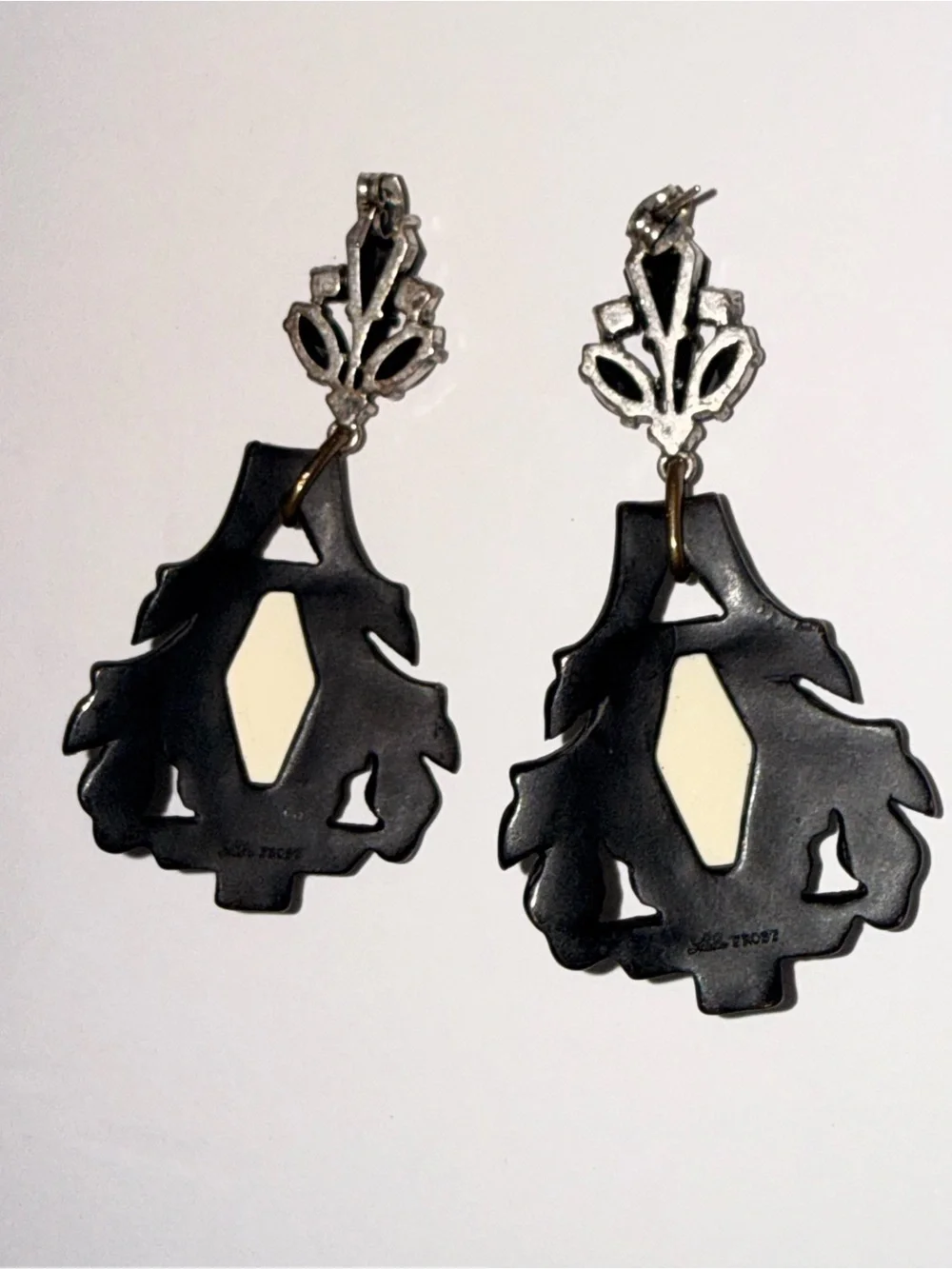 Lulu Frost Emerald Green and Black Art Deco Drop Earrings